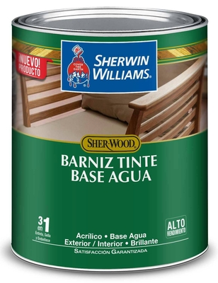 BARNIZ TINTE BASE AGUA PARA MADERA PARA USO EXTERIOR / INTERIOR NOGAL BRILLANTE 3 EN 1