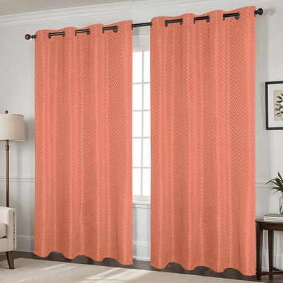 CORTINA PARA SALA 140 cm x 229 cm TERRACOTA CHEVRON BLACKOUT