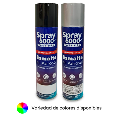 PINTURA SPRAY ESMALTE 6000 FAST DRY ALTA TEMPERATURA 400°C 425 mL MATE
