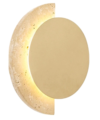 LAMPARA APLIQUE PARED LED 8 W LUZ CALIDA ACABADO MARMOL MEDIA LUNA