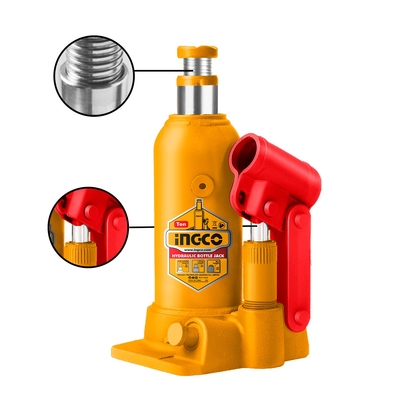 MICA HIDRAULICA AUTO NIQUELADO AMARILLO 220 mm - 488 mm TIPO BOTELLA 10 000 kg (10 t)