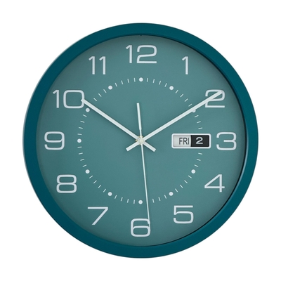 RELOJ PARED 35 cm PLASTICO TURQUESA REDONDO
