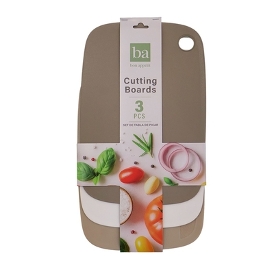 TABLA PARA PICAR ALIMENTOS PLASTICO BLANCO-CREMA-VERDE RECTANGULAR 3 TAMAÑOS