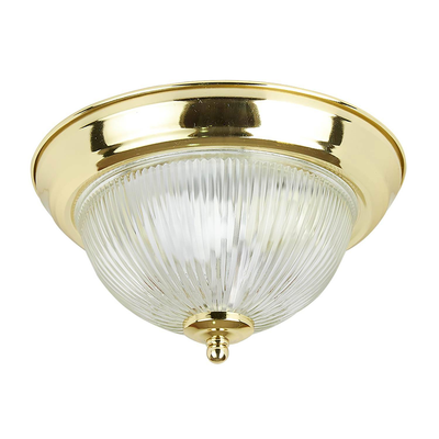 LÁMPARA PLAFON 2 LUCES E27 LATONADO DIFUSOR VIDRIO