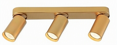 LUMINARIA SPOT CANOPE 3 LUCES GU10 DIRIGIBLES CILINDRO DORADO