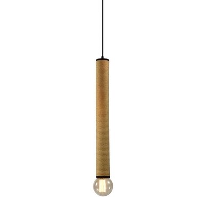 LAMPARA PENDANT 1 LUZ E27 CILINDRO 6 cm x 57 cm DORADO-NEGRO
