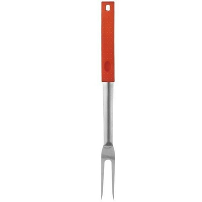 TENEDOR PARA BARBACOA METAL CROMADO GRIP ANARANJADO 40 cm x 2.49 cm