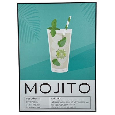 CUADRO DECORATIVO 70 cm x 50 cm MOJITO TURQUESA-BLANCO