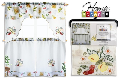CORTINA PARA COCINA POLIESTER MULTICOLOR DISEÑO LIMON-CEREZAS