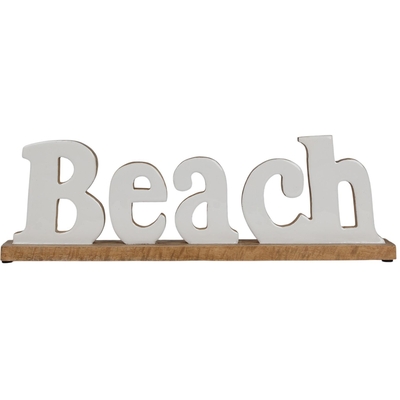 FIGURA BEACH DECORATIVO 12.5 cm x 40 cm MADERA BLANCO-CAFE