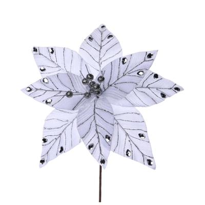 PASCUA NAVIDAD 37 cm BLANCO-PLATA CON BRILLO