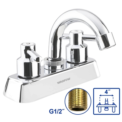 MEZCLADOR LAVABO 10.16 cm (4 in) 2 MANECILLA CRUZ LATON CROMADO