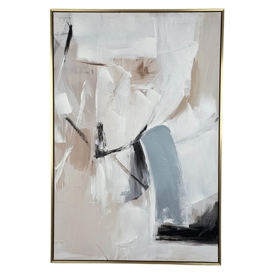 CUADRO DECORATIVO 122.6 cm x 82.6 cm BEIGE-BLANCO-NEGRO ABSTRACTO