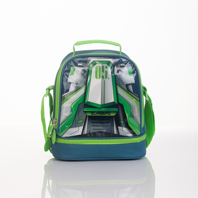 LONCHERA TERMICA INFANTIL VERDE-AZUL-BLANCO DISEÑO COHETE