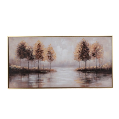 CUADRO DECORATIVO 60 cm x 120 cm BOSQUE CAFE-AMARILLO