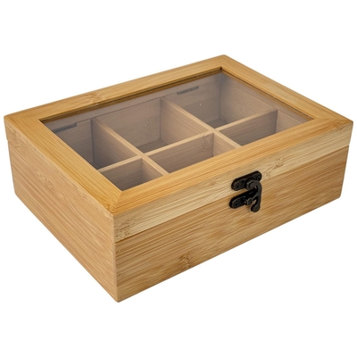 ORGANIZADOR PARA TE 21 cm x 16 cm MADERA CON TAPA