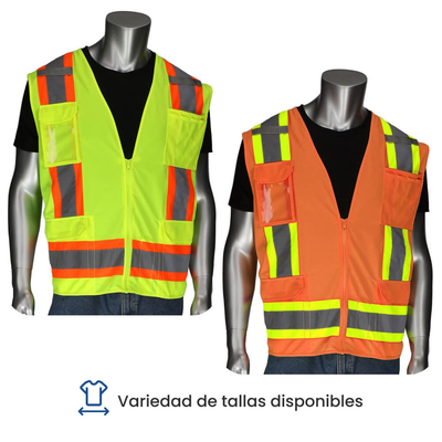 CHALECO DE SEGURIDAD CON CINTA REFLECTIVA 8 BOLSILLOS
