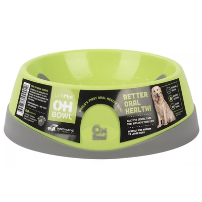 PLATO PARA PERRO PLASTICO REDONDO VERDE-GRIS ALIMENTACION LENTA