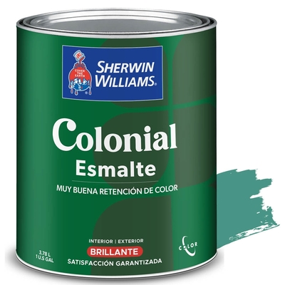PINTURA ESMALTE PARA USO EXTERIOR / INTERIOR TURQUESA ALEGRE BRILLANTE COLONIAL ESMALTE