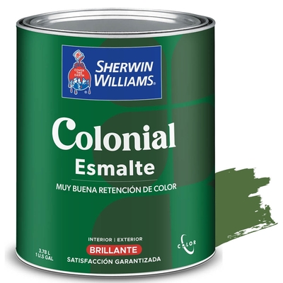 PINTURA ESMALTE PARA USO EXTERIOR / INTERIOR VERDE PALMERA BRILLANTE COLONIAL ESMALTE