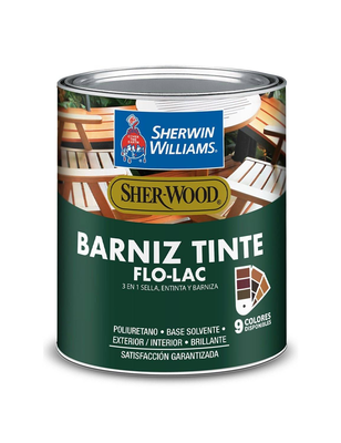 BARNIZ TINTE BASE SOLVENTE PARA MADERA PARA USO EXTERIOR / INTERIOR FLO LAC