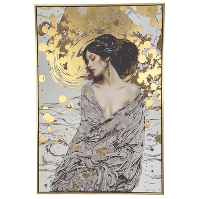 CUADRO DECORATIVO 122.6 cm x 82.6 cm MUJER CAFE-DORADO