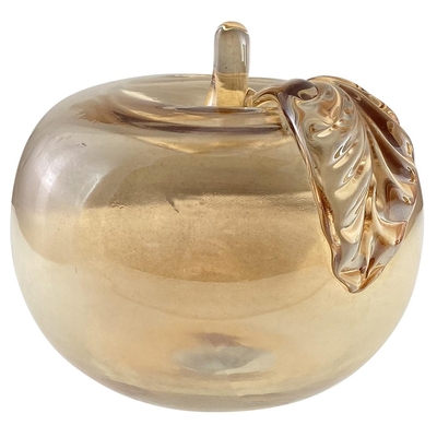 FIGURA MANZANA DECORATIVA 14 cm x 14 cm x 14 cm CERAMICA DORADO