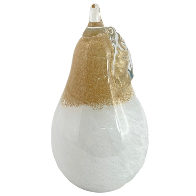 FIGURA PERA DECORATIVO 19 cm x 9.5 cm VIDRIO DORADO CHAMPAGNE-BLANCO