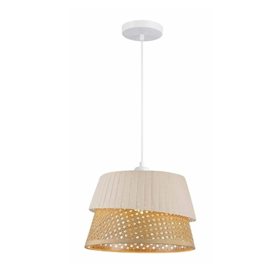 LAMPARA PENDANT 1 LUZ E27 BEIGE RATTAN CAFE