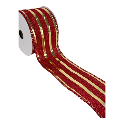 LISTON NAVIDAD 6.3 cm x 8.2 m (9 yd) ROJO-DORADO