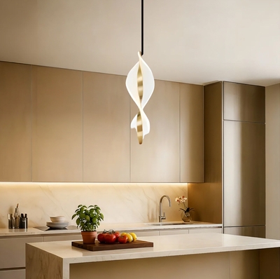 LAMPARA PENDANT LED 10 W LUZ CALIDA DORADO ACRILICO
