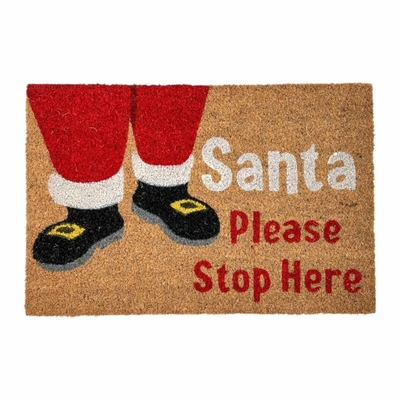 ALFOMBRA NAVIDAD 60 cm x 40 cm SANTA STOP HERE CAFE-ROJO-BLANCO-NEGRO