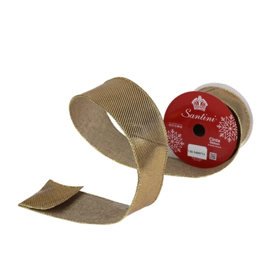 LISTON NAVIDAD 6.3 cm x 8.2 m (9 yd) DORADO BRILLANTE