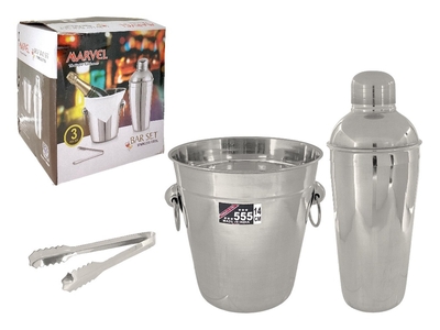 ACCESORIOS PARA BAR ACERO INOXIDABLE HILERA-VASO MEZCLADOR-PINZA