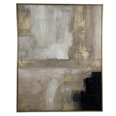 CUADRO DECORATIVO 100 cm x 80 cm ABSTRACTO DORADO-NEGRO-BLANCO