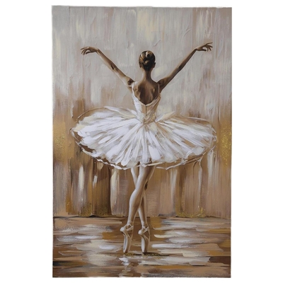 CUADRO DECORATIVO 120 cm x 80 cm BAILARINA BLANCO-DORADO