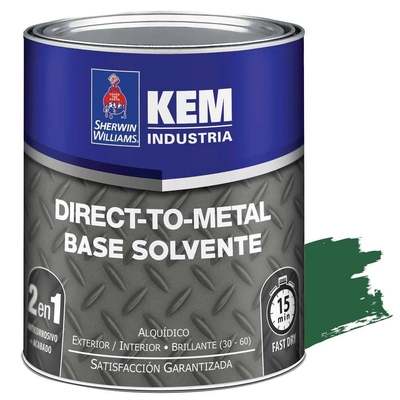 ANTICORROSIVO BASE SOLVENTE PARA METAL VERDE BRILLANTE DIRECT TO METAL KEM DTM