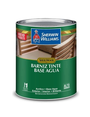 BARNIZ TINTE BASE AGUA PARA MADERA PARA USO EXTERIOR / INTERIOR CAOBA BRILLANTE 3 EN 1