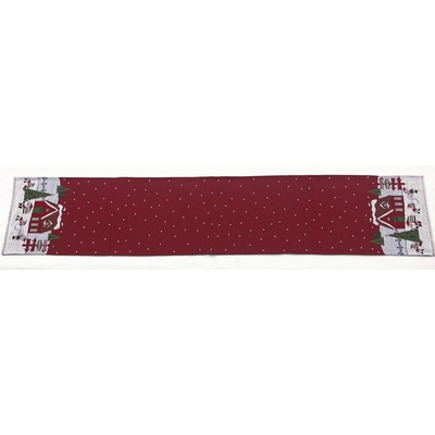 CAMINO DE MESA NAVIDAD 180 cm x 33 cm SANTA-ELFOS ROJO-CREMA-VERDE