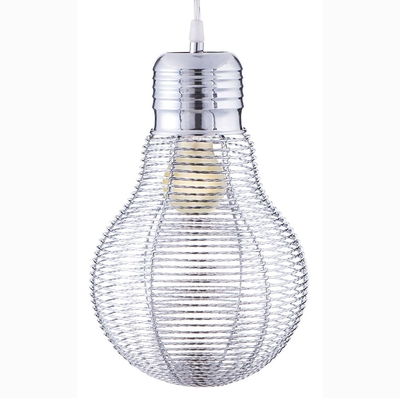 LÁMPARA PENDANT 1 LUZ METAL CROMADO TRENZADO