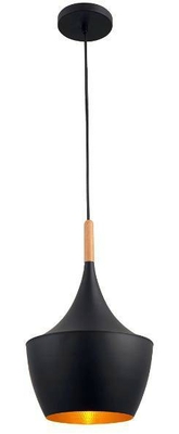 LÁMPARA PENDANT 1 LUZ E27 METAL/MADERA NEGRO