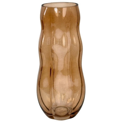 FLORERO DECORATIVO 31 cm x 14.5 cm x 14.5 cm VIDRIO CAFE TRANSPARENTE