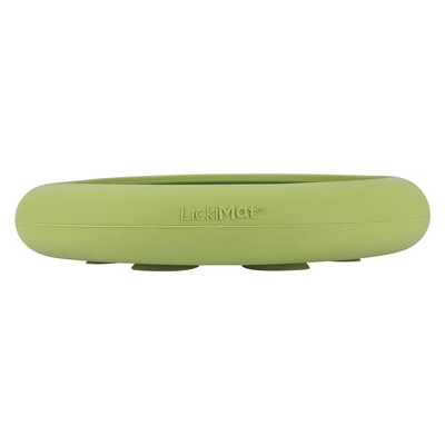 PLATO FLEXIBLE PARA PERRO CAUCHO VERDE ALIMENTACION LENTA CON VENTOSAS
