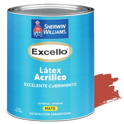 PINTURA LATEX PARA USO EXTERIOR / INTERIOR ROJO HABANERO EXCELLO LATEX MATE
