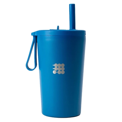 VASO TERMICO 473.1 mL ACERO INOXIDABLE AZUL CON PAJILLA