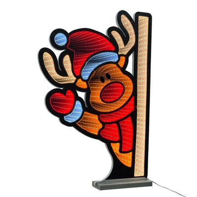 SILUETA RENO NAVIDAD 60 cm x 41 cm CAFE-ROJO-BLANCO A CONEXION