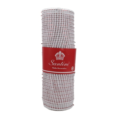 MALLA NAVIDAD 25 cm x 8.2 m (9 yd) BLANCO-ROJO