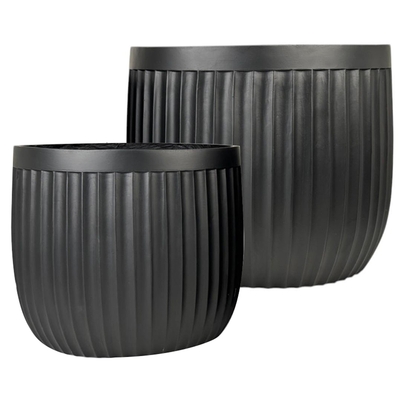 MACETA 28 cm x 31 cm CERAMICA NEGRO CON RELIEVE