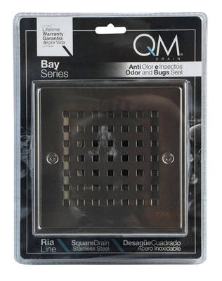 COLADERA RESUMIDERO DE BAÑO CUADRADO ACERO INOXIDABLE 14.6 cm (5 3/4 in) BAY
