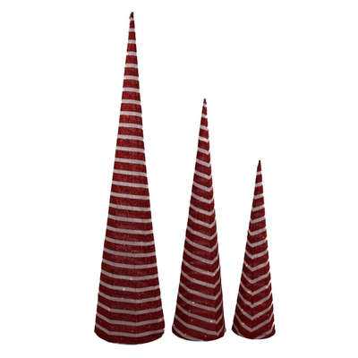 SILUETA ARBOL NAVIDAD ROJO-BLANCO CON LUZ A BATERIA 160 cm x 36 cm x 36 cm